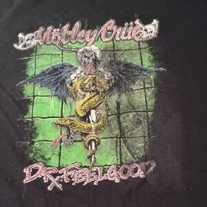Men's Black Large Motley Crue Dr Feelgood Band Music Concert Shirt Metal